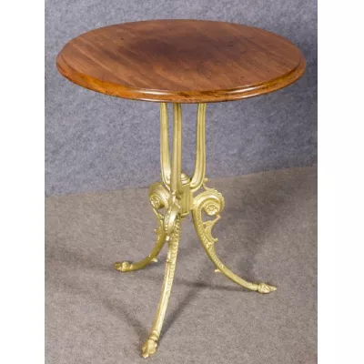 Antiker Mahagoni Holz Massivholz Gusseiserner Wintergarten Kneipentisch ca. 1900