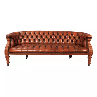 Viktorianisches Chesterfield-Ledersofa
