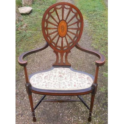 Art nouveau Mahagoni Massivholz Armstuhl Stuhl ca. 1900