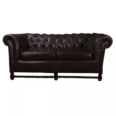 Chesterfield Sofa dunkelbraun antik Massivholz Eiche ca. 1910