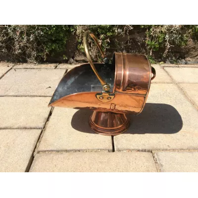 Kohle Transport Behälter Copper coal scuttle aus Kupfer antik