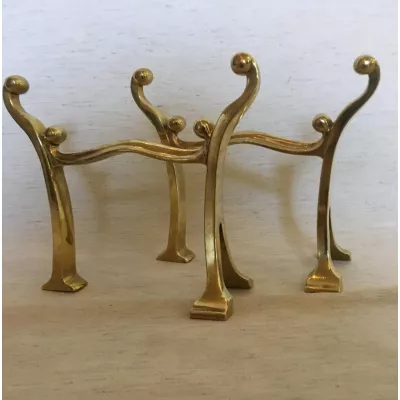 Paar Art Nouveau fire dogs Messing Jugenstil Stützbeine ca. 1920