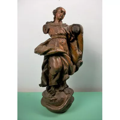 Skulptur  Eiche der Madonna aus dem 17. Jahrhundert , italienische Schnitzerei in Eiche