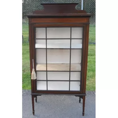 Porzellan Vitrine Edwardian 1890 Intarsien Mahagoni Massiv 