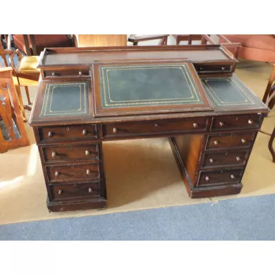 Eichenschreibtisch  Massivholz Lederplatte 1880 