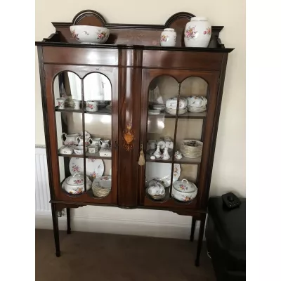 Antike edwardianische Vitrine aus Mahagoni aus England, ca. 1890