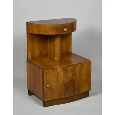 Antiker französischer Art Deco Nachtschrank mit Furnieren aus Walnussholz,  ca. 1930