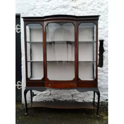 Antike englische Mahogani Vitrine für Porzellan aus der edwardianischen Epoche, ca. 1890