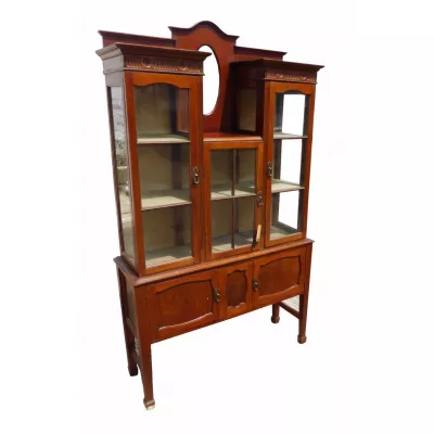 Antiker edwardianischer Vitrinenschrank aus Mahagoni, ca. 1890