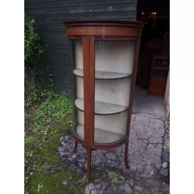 Antiker edwardianischer Vitrinenschrank aus Mahagoni, intarsiert, ca. 1890