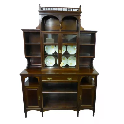 Antiker spät-viktorianischer Vitrinenschrank aus Mahagoni, ca. 1900 