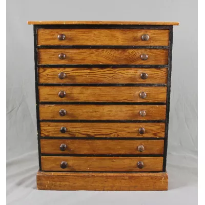 Kleine antike viktorianische Kommode eines Probensammlers, Weichholz, ca. 19. Jahrhundert