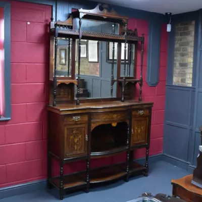 Antikes edwardianisches Chiffonier Sideboard aus Palisander mit Intarsien, ca. 1910