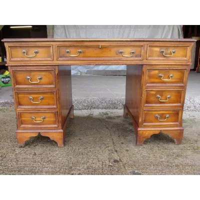 Dreit teiliger Schreibtisch Massivholz Eibenholz edwardianisch