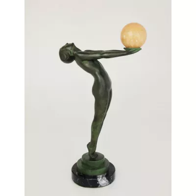 "Lueu", originale signierte Skulptur von Max le Verrier - Französische Antike Art Deco Figur Frau ca. 1930