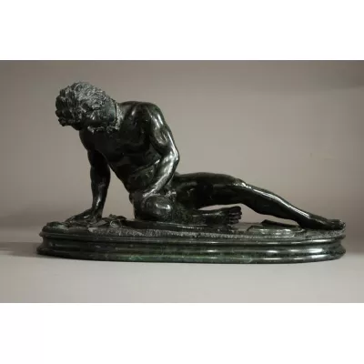 Antik Große Marmor Skulptur Serpentinenfigur von sterbendem Gallier /Krieger, ca. 1880