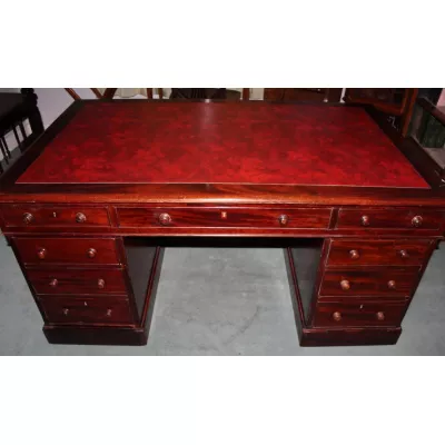 Antiker Mahagoni Partnerschreibtisch aus der frühen viktorianischen Zeit