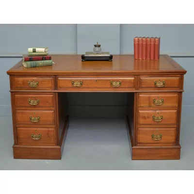  Sockel Schreibtisch, viktorianische Epoche,  Nussbaumholz