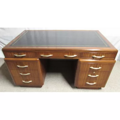 Art Deco Nussbaum Schreibtisch / Pedestal Table 