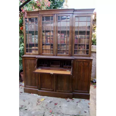 Bücherschrank, Breakfront-Sekretär, Palisander, 19. Jahrhundert, antik 