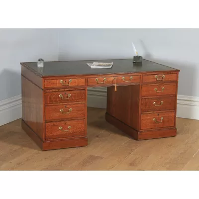 Großer englischer antik partners desk Schreibtisch viktorianisch Eiche Massivholz ca. 1880