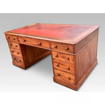 Schreibtisch partners desk englisch Mahagoni Massivholz antik ca. 1860