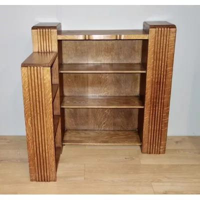 Mehrseitiger offener Bücherschrank antik Eiche Massivholzschrank, ca. 1930