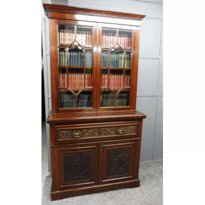 Victorian Sekretär Bücherschrank Mahagoni Massivholzschrank antik ca. 1890
