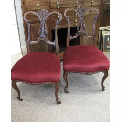 2er Satz antiker schöner Schlafzimmer Stühle Bedroom Chairs aus Nussbaum viktorianisch ca 19. Jh