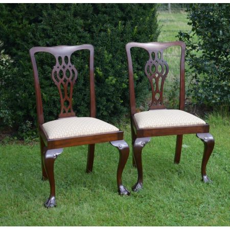 2er Satz antiker Chippendale Beistellstühle Side Chairs aus Mahagoni ca 1900