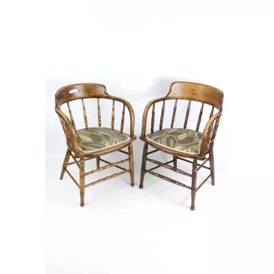 2er Satz antiker edwardianischer Eichen Stühle Armchairs ca 1910
