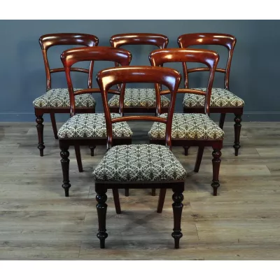 6er-Set aus sechs antiken Mahagoni Küchenstühlen viktorianisch