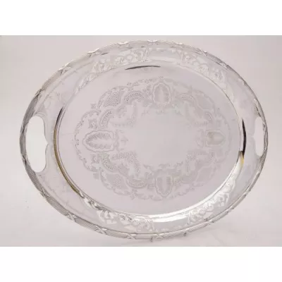 Großes antikes versilbertes Tablett Servierbrett edwardianisch englisch ca 1905