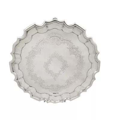 Antikes englisches Sterling Silber Tablett Servierbrett sterling silver tray / salver ca 1910