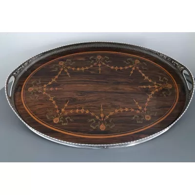 Antikes versilbertes Tablett Servierbrett silver plated tray viktorianisch ca 1890