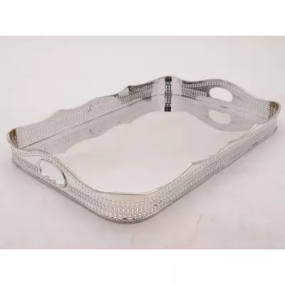 Antikes versilbertes Tablett Servierbrett silver plated gallery tray edwardianisch ca 1905