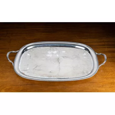Antikes versilbertes Tablett Servierbrett silver plated tray ca 1870