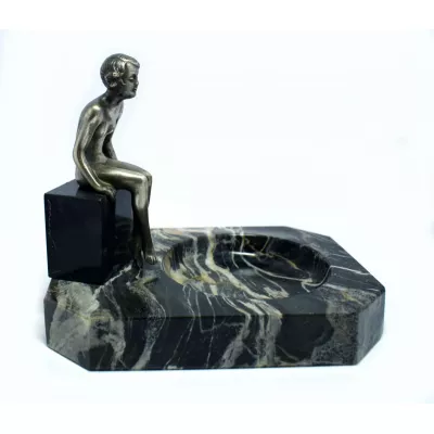 Antiker Art Deco "Vide -poche" Bronze Akt um 1930 Lorenzl zugeschrieben