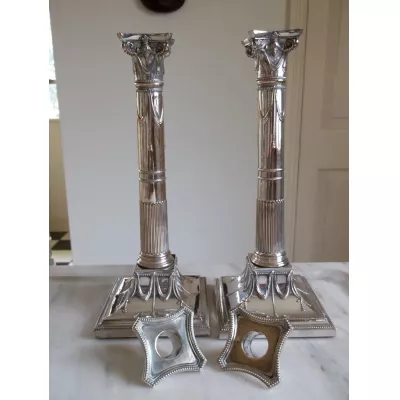 Paar viktorianische versilberte Kerzenleuchter