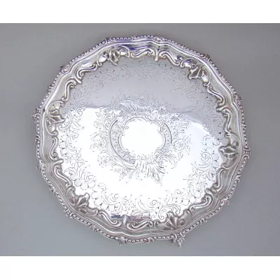 Antikes viktorianisches versilbertes Tablett / Silver Plated Tray ca 1860