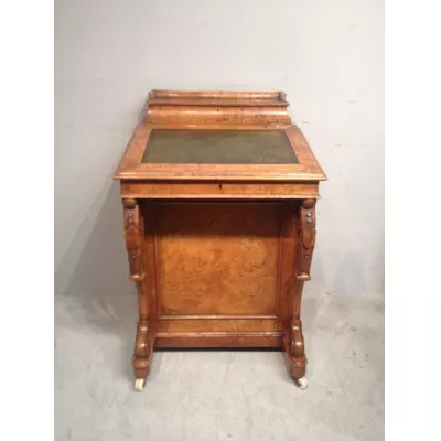 Antiker viktorianischer Davenport Sekretär aus Burr Elm / Ulmen Wurzelholz, englisch, ca 1850