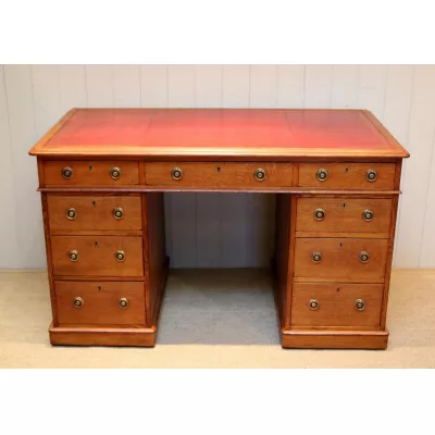Antiker Pedestal Desk / Schreibtisch aus Eiche, ca 1890