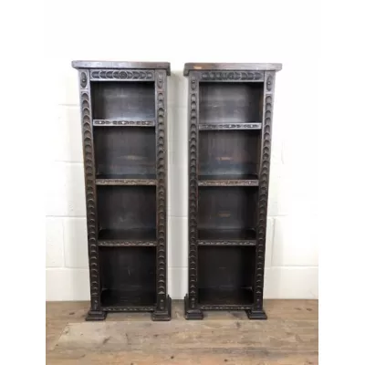 Antikes Paar kleiner Bücherregale / Bookcases aus Eiche, gotischer Stil, ca 19. Jh