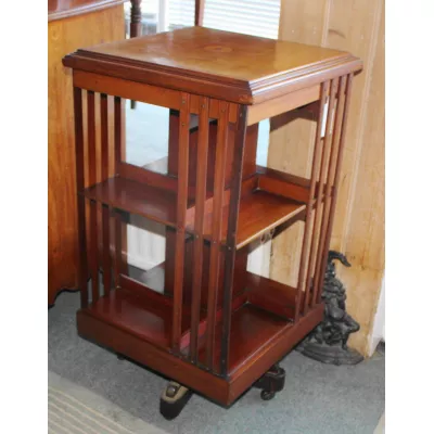 Antikes edwardianisches Revolving Bookcase / drehbarer Bücherschrank aus Mahagoni, ca 1890