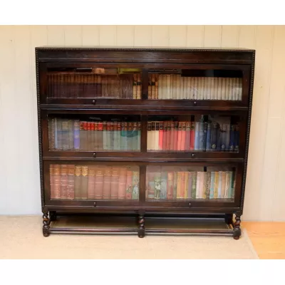 Dunkle Eiche Massivholzschrank Globe Wernicke Bücherregal Original Antik, ca. 1920