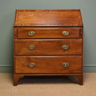 Bureau Sekretär antik Massivholzschrank Mahagoni Originale Messinggriffe Georgianisch ca. 1780 