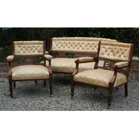 Salon Garnitur Sofa mit zwei Stühlen antik Palisanderholzmöbel edwardianisch