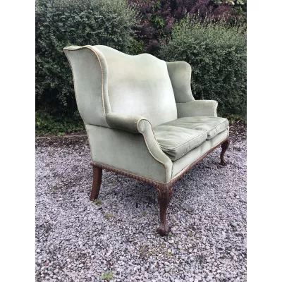 Chippendale Style Mahagoni Sofa antikes Massivholzsofa mit Flügelrücken ca. 1920