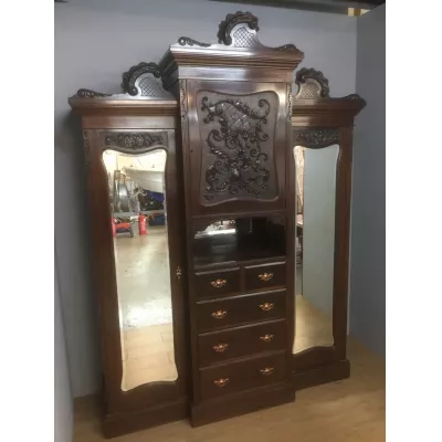 Art Nouveau Kleiderschrank Mahagoni Massivholzschrank Rarität, ca. 1900