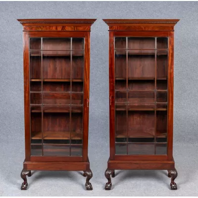 Paar Chippendale Stil Bücherregale Mahagoni antik Massivholzregale ca. 1900